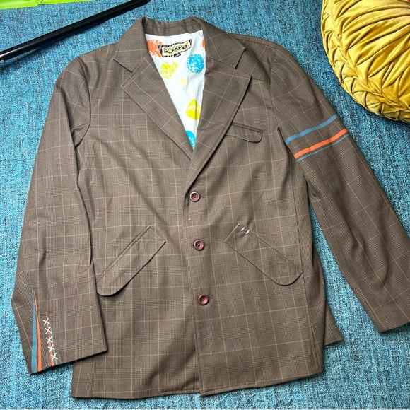 Vintage Y2K Billabong Sport Blazer Jacket in Brown Plaid Men's Size Large - Picture 1 of 8